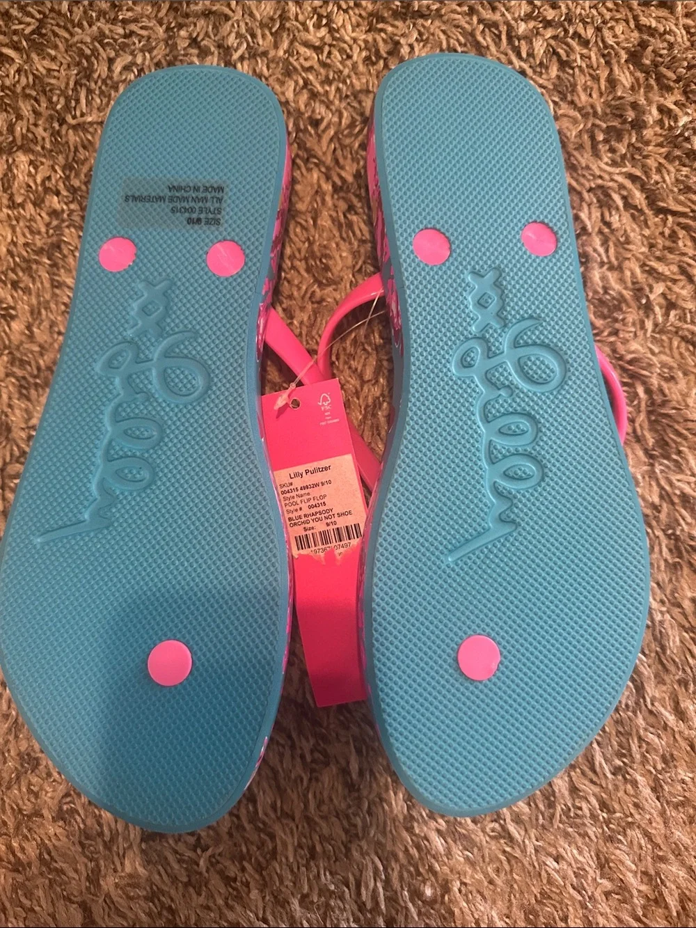 NWT Lilly Pulitzer blue rhapsody orchid flip flop - Picture 5 of 6